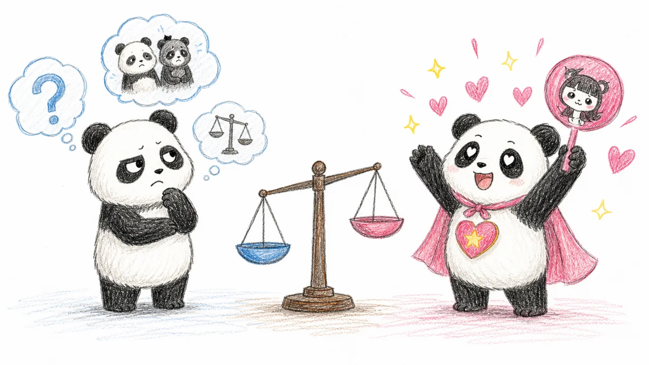 Pandas show contrasting opinions in a balanced fandom debate.