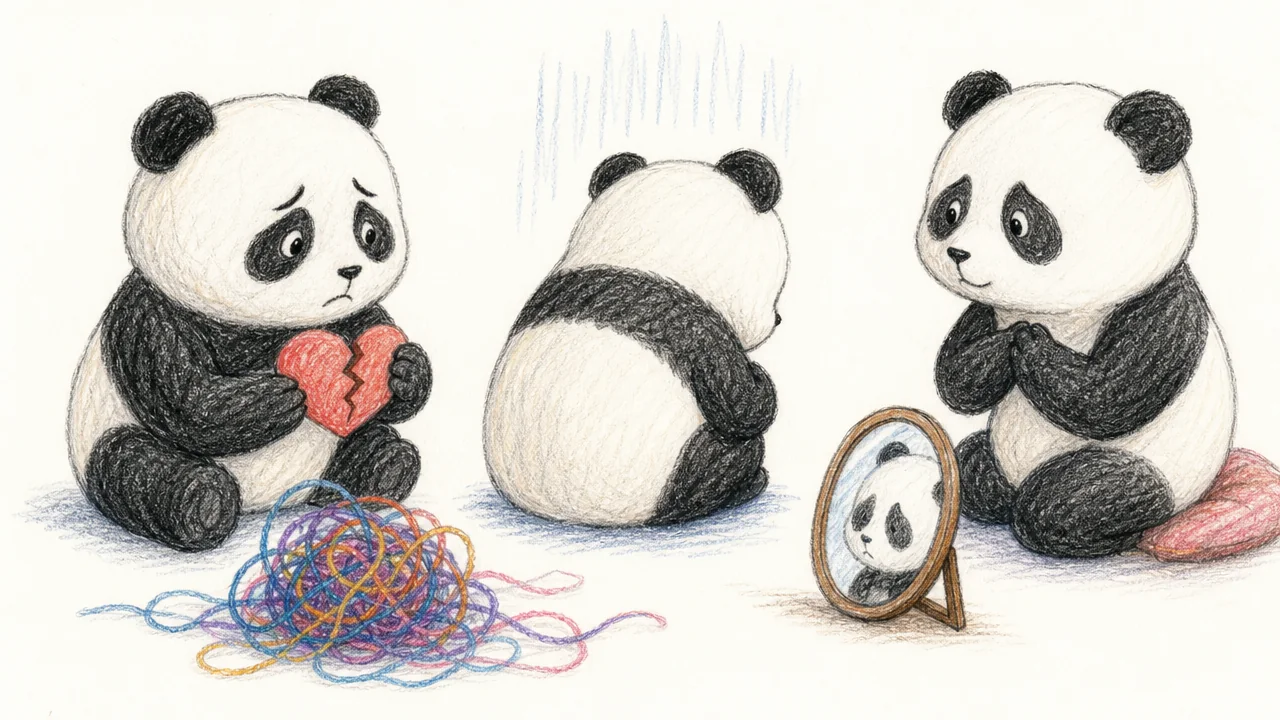 Pandas reflect on insensitive behavior and difficult emotional choices.
