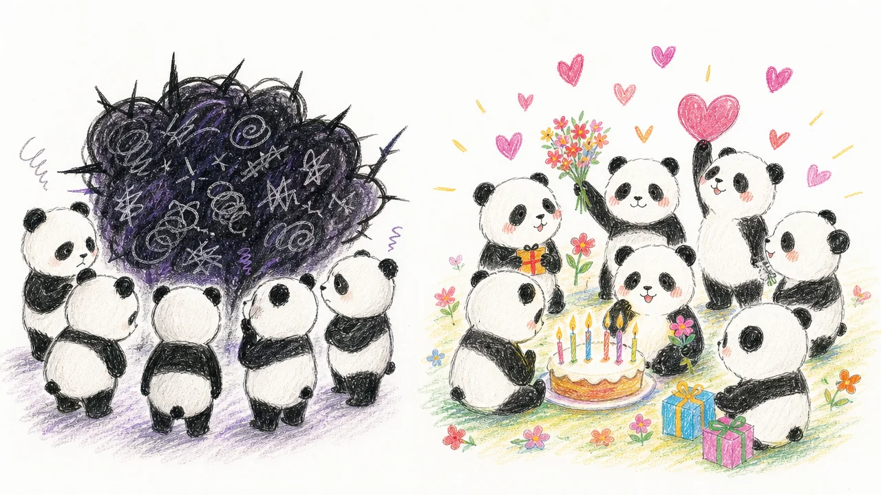 Pandas show hostile online spaces alongside visible fan support.